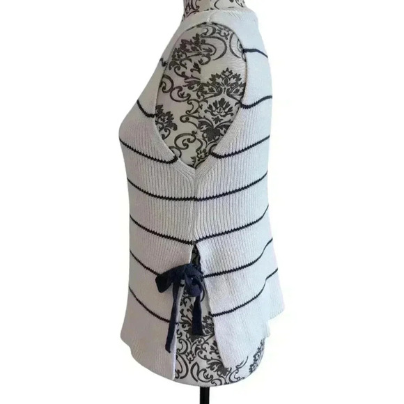 Mus & Bombon Side Tie Stripe Knit Vest Sweater White Navy Women's size Large - Picture 7 of 13